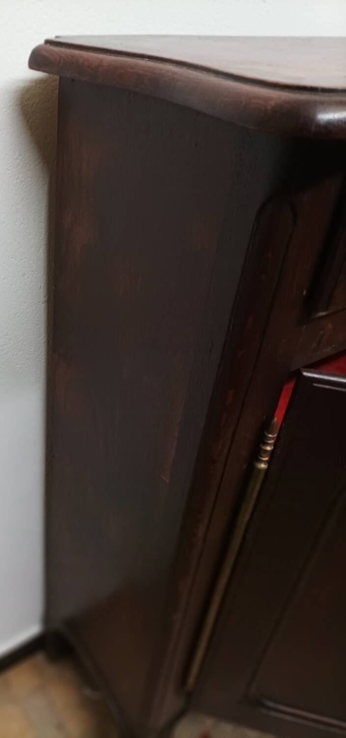 Old vintage wooden low cabinet