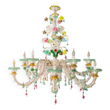 Lustre vénitien en verre de Murano vert coloré