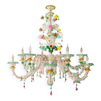 Colourful Green Venetian Murano Glass Chandelier