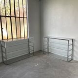 Pair of chrome and glass shelves from the 70s