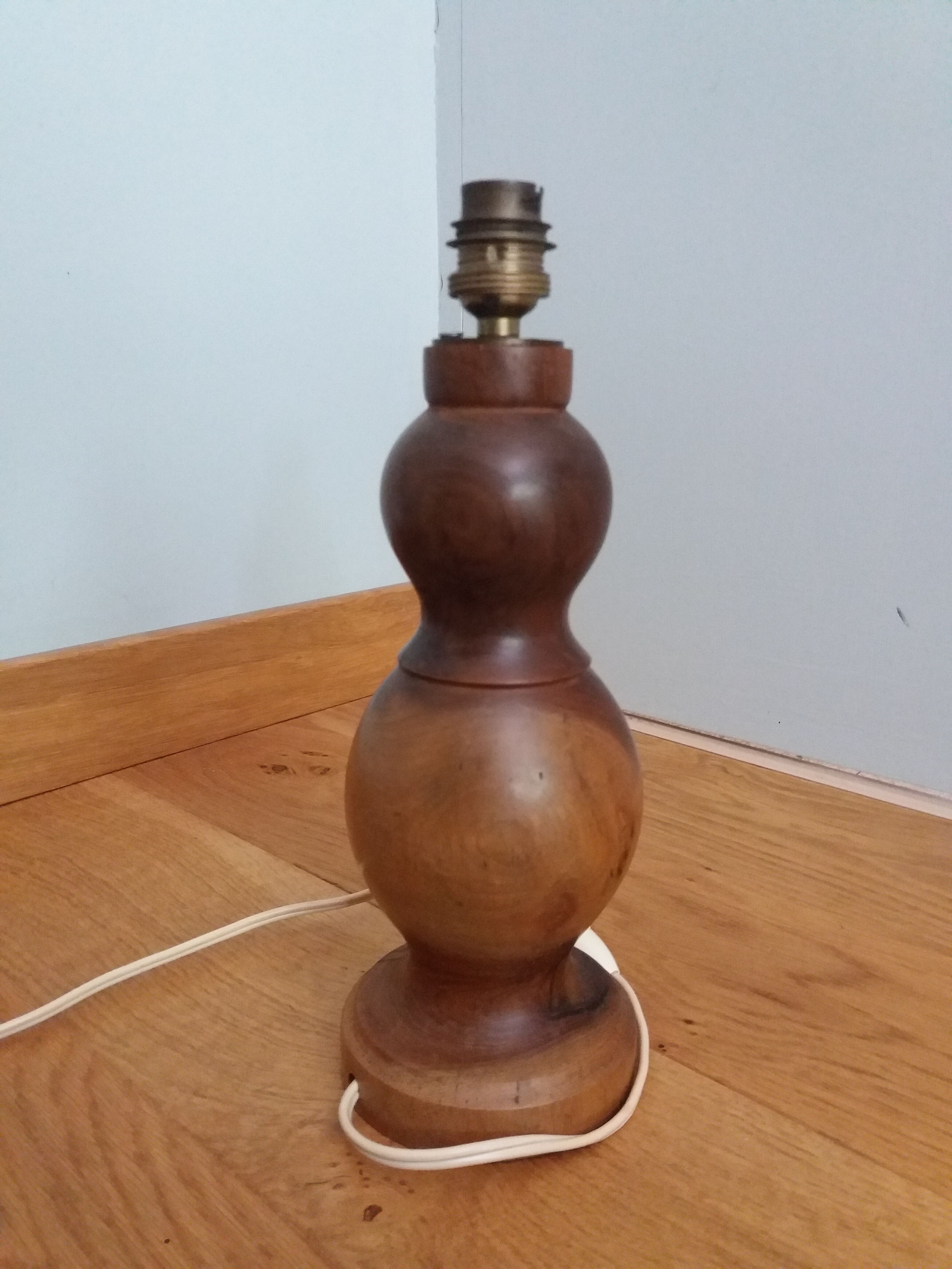 Handmade turned wooden foot lamp