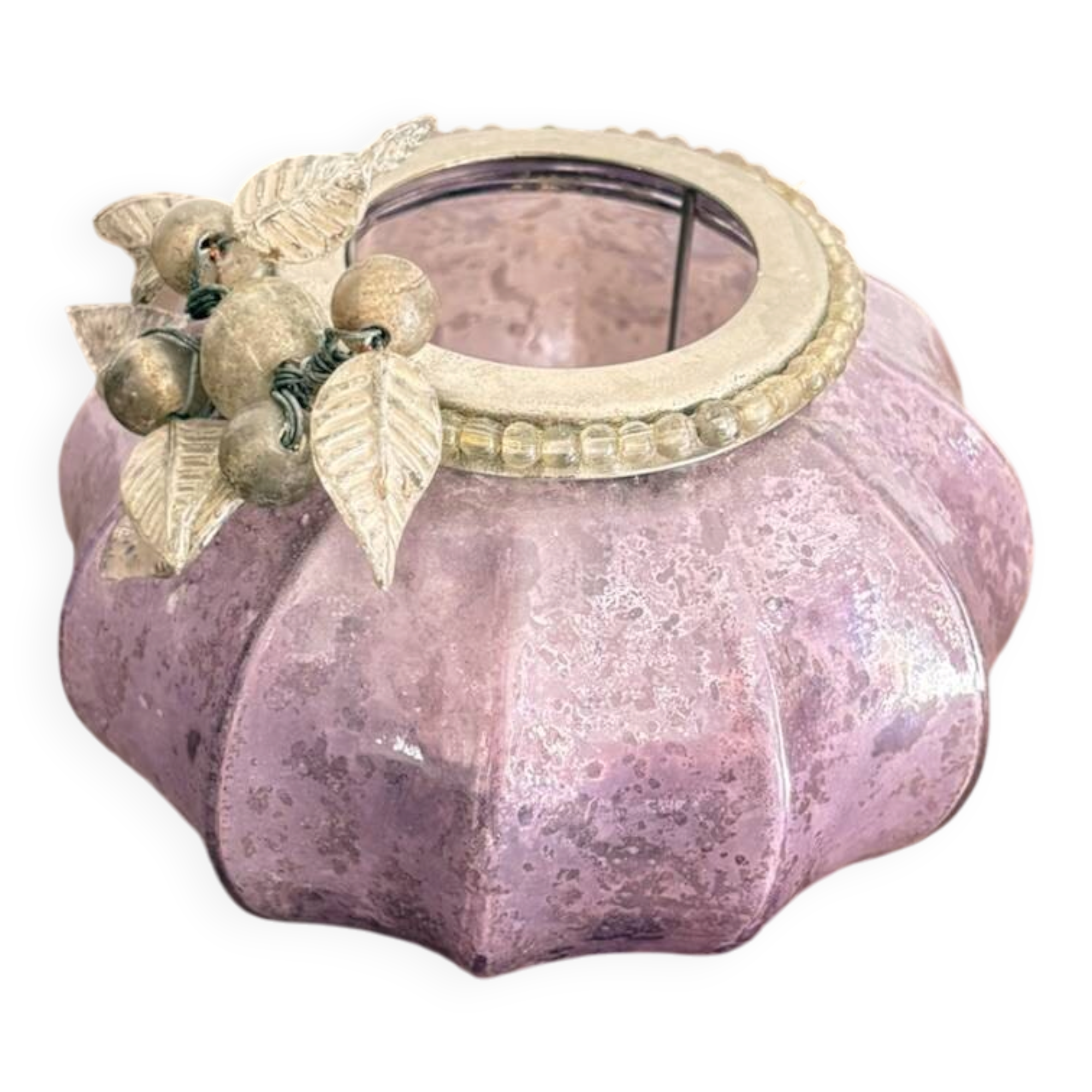 Mercurised Glass Purple Pumpkin Lantern Shabby Chic Romantic