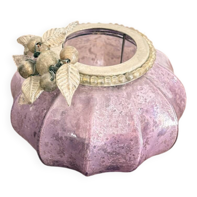 Photophore Citrouille Verre Mercurisé Violet Romanique Shabby Chic