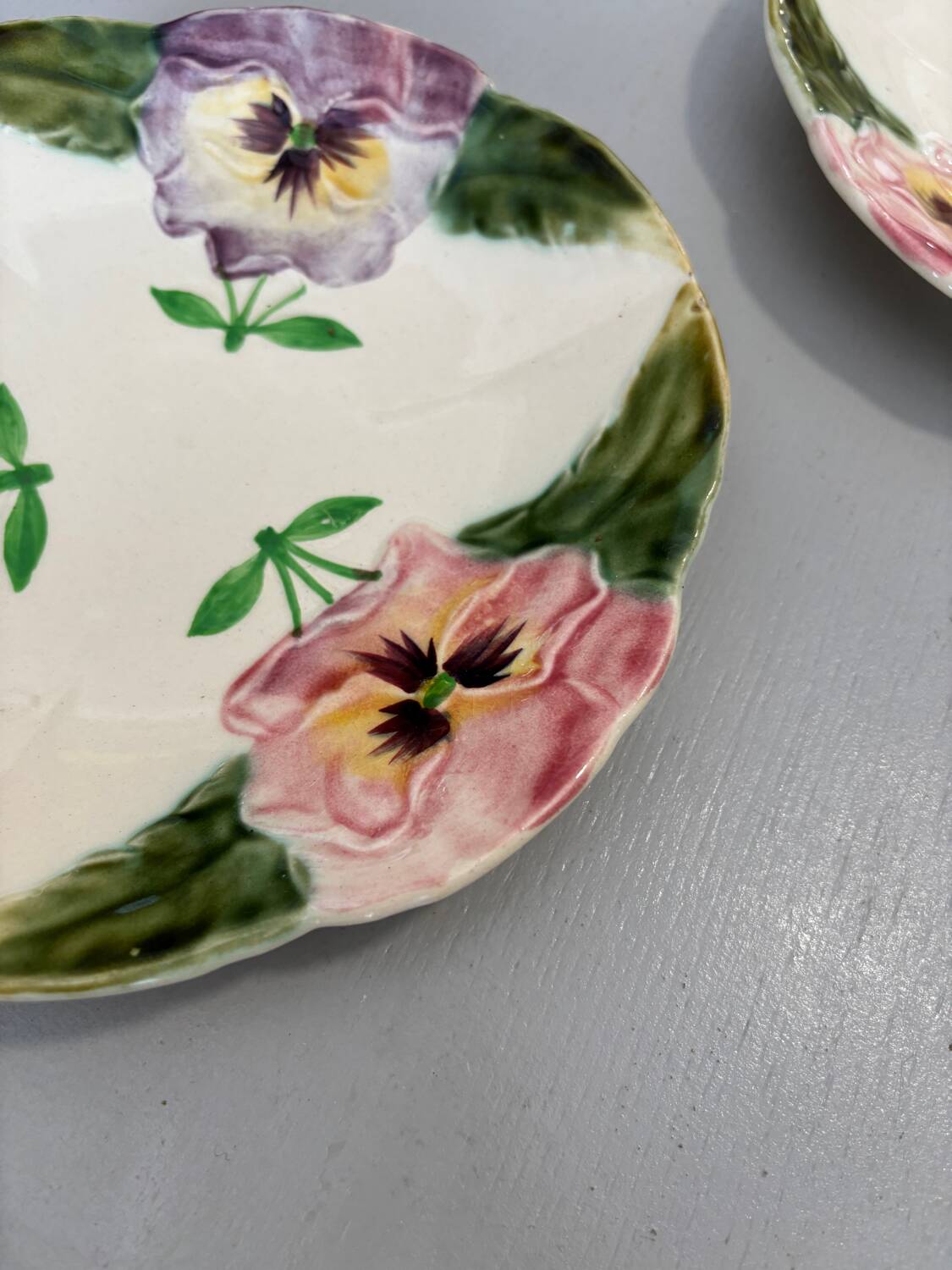 Set of two HB&Cie slip plates from Choisy le Roi circa 1880 designs