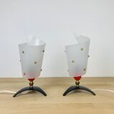 Pair of 50s bedside lamps plastic brass