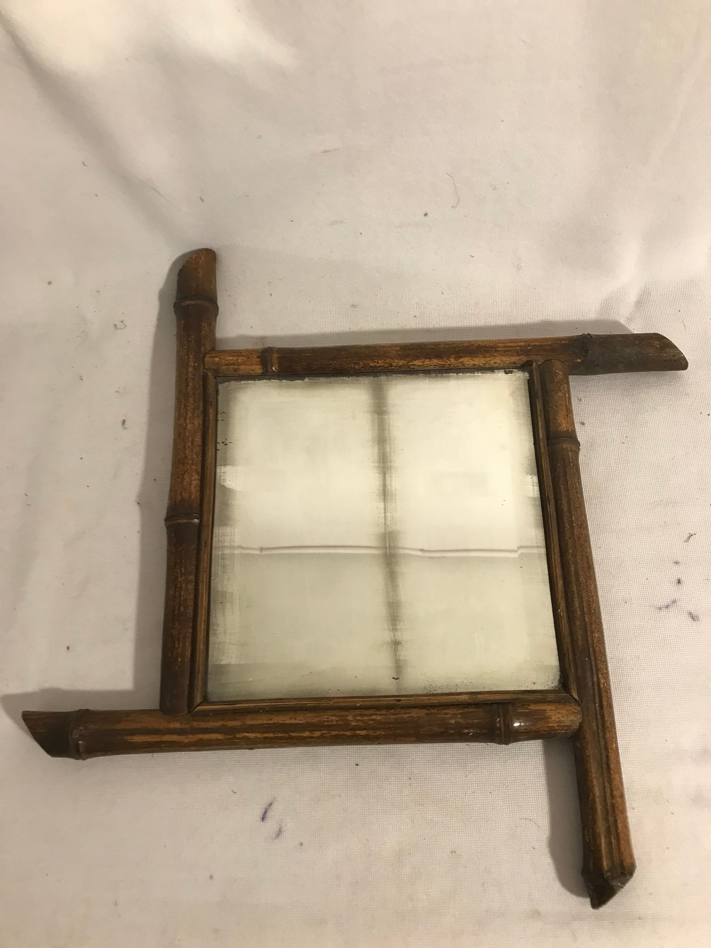 Old bamboo mirror 60 - 42x42cm