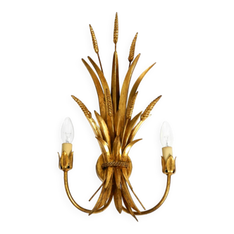 Beautiful large 70s gold-plated 2-armed metal wall lamp by Hans Kögl