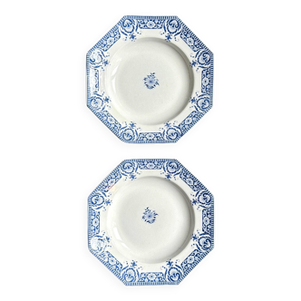 2 soup plates in Sarreguemines earthenware, "Sinceny" service circa 1900