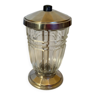 Silver-plated metal sugar bowl shaker Art Deco