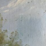 HST painting "Landscape along the water with cows" signed Paul Nicolet (20th century)