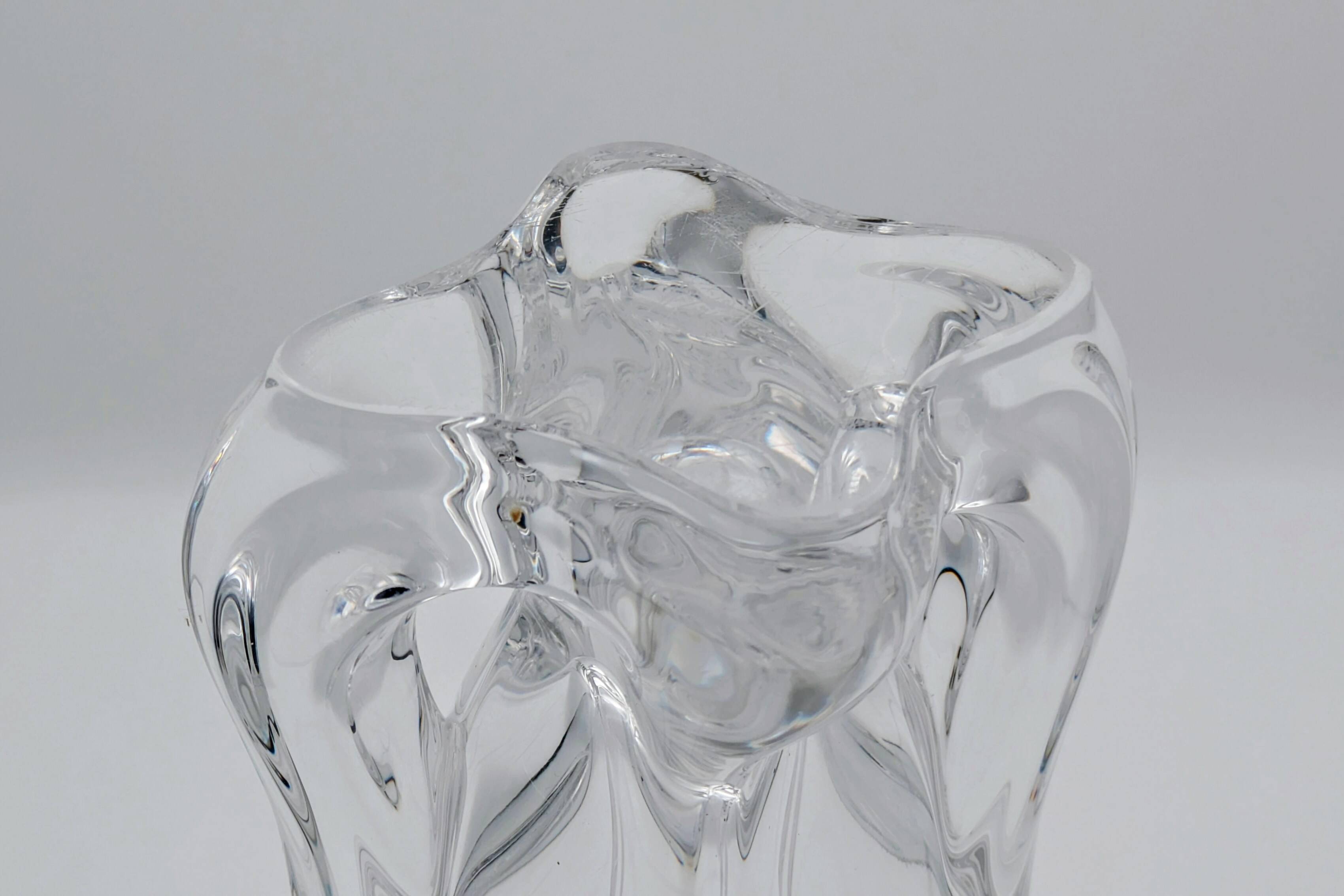 Art Vannes France - Large Sculptural Free-Form Vase - Solid Crystal 1950