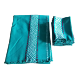 Tablecloth and 8 matching towels Old Green Basque
