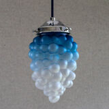 Suspension old cluster in translucent blue and white glass