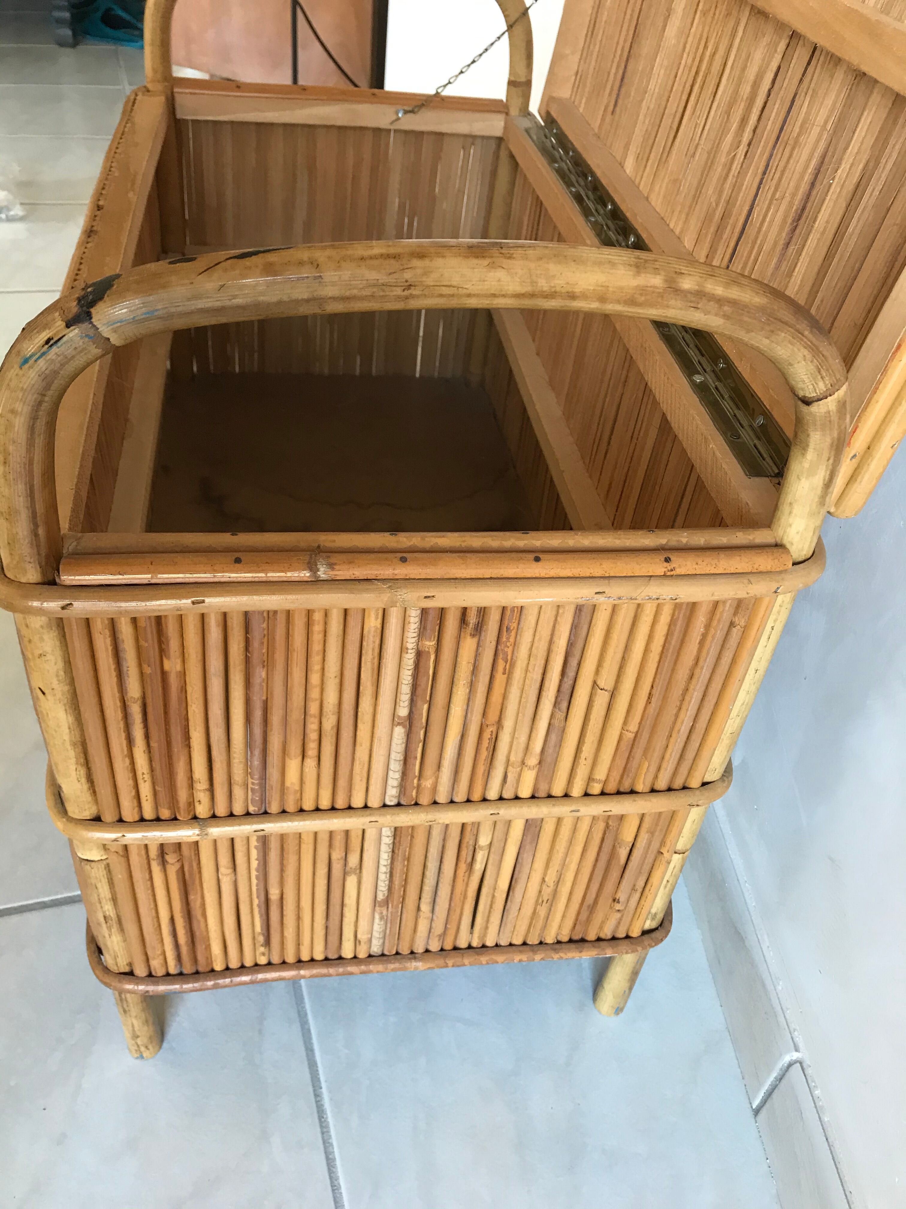 Vintage bamboo rattan chest from the 60s