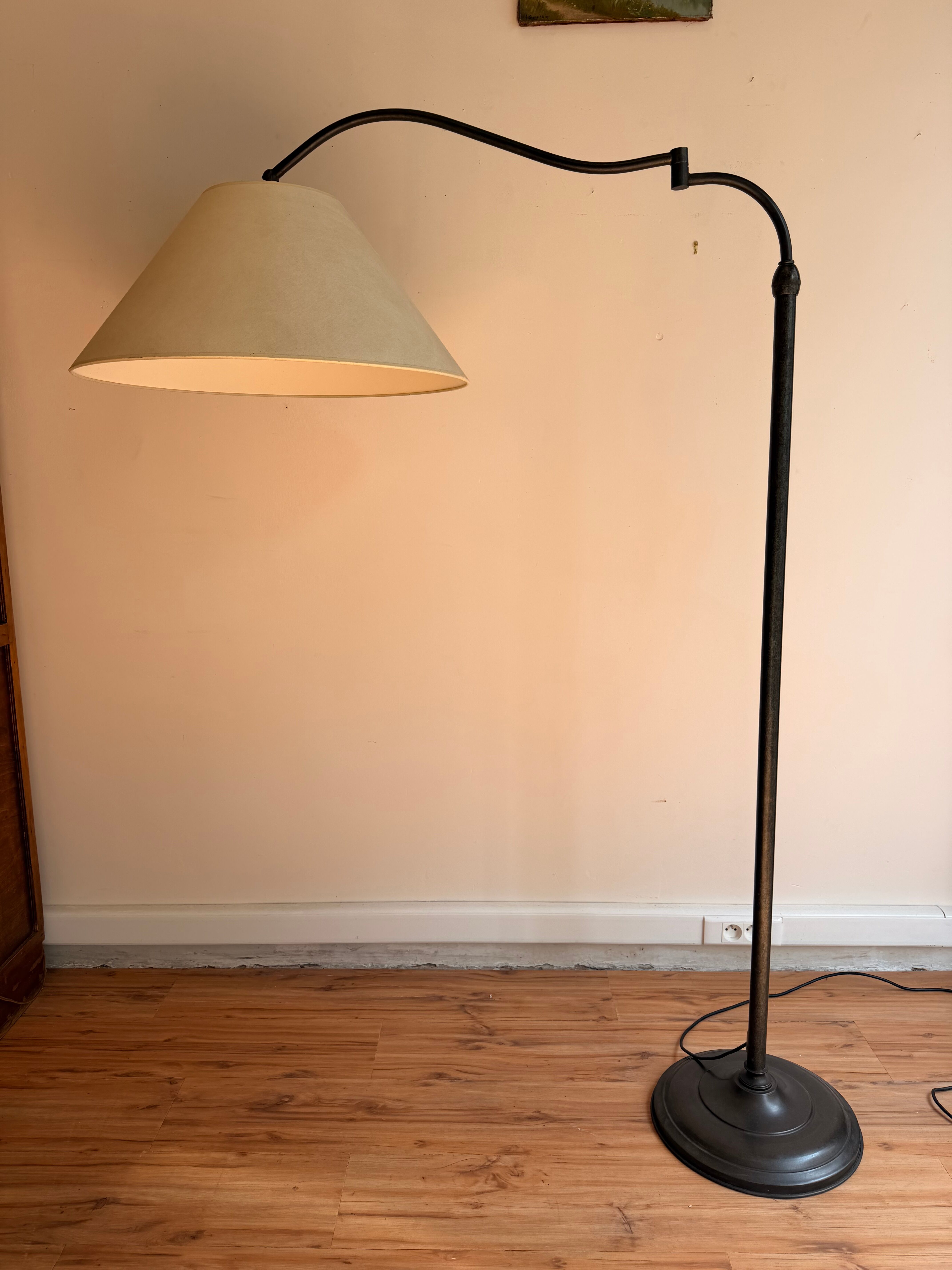 Adjustable floor lamp in patinated metal, 1970s