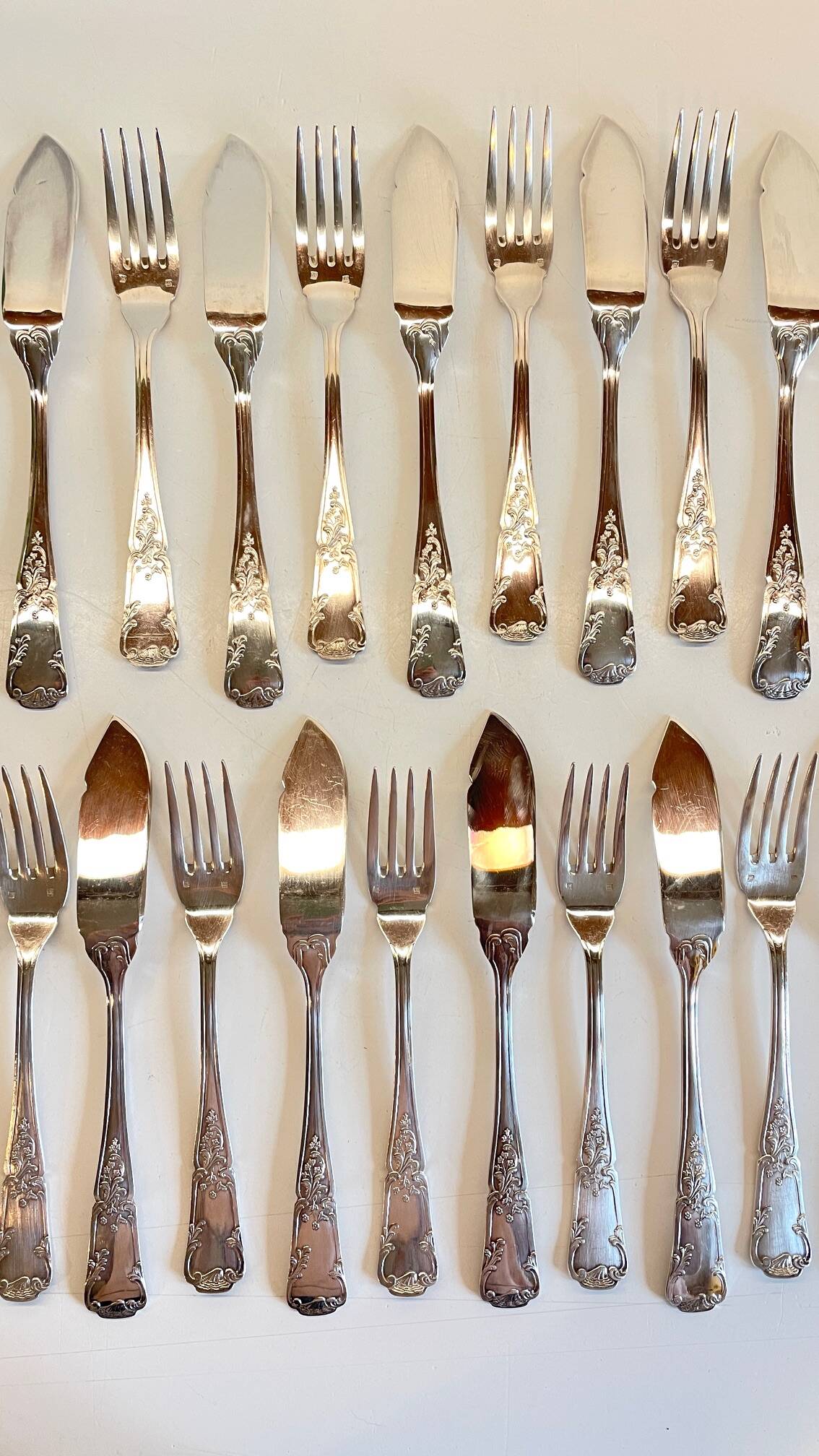 PLATIL 12 Couverts à Poisson  Métal Argenté