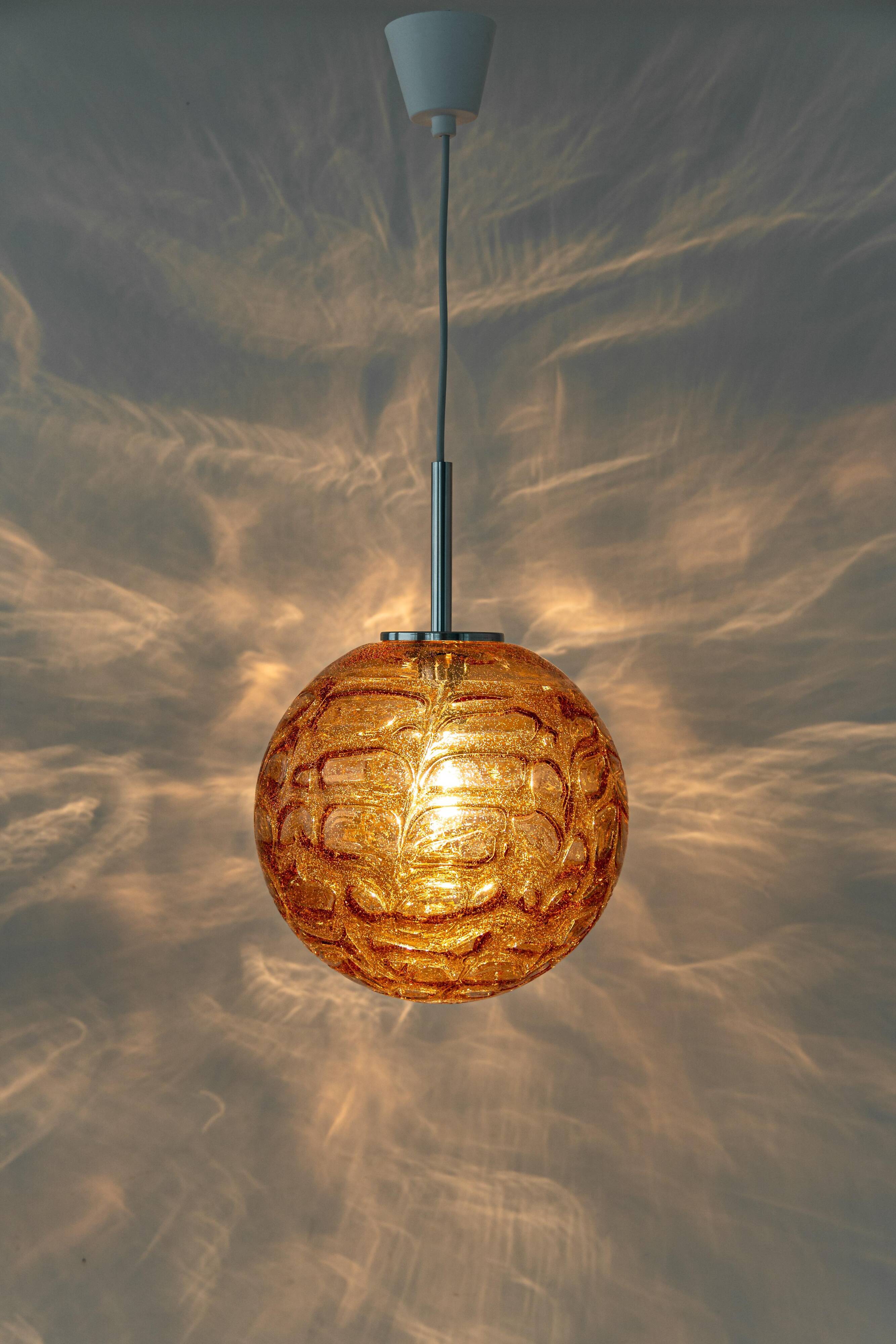 Murano Glass Pink Pendant Light by Doria, Germany, 1970s