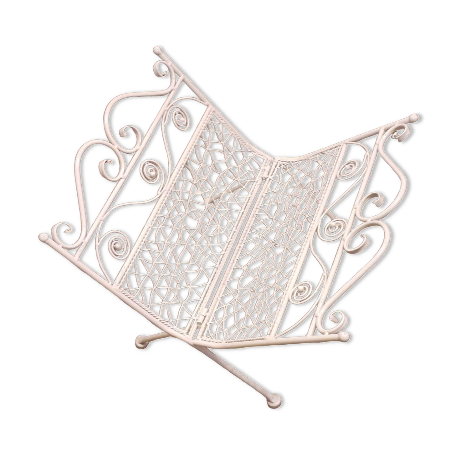 Metal magazine rack, Vintage forged iron magazine rack, folding ornament magazine rack