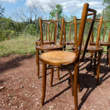Lot of 8 Art Deco bistro chairs seated screen-printed