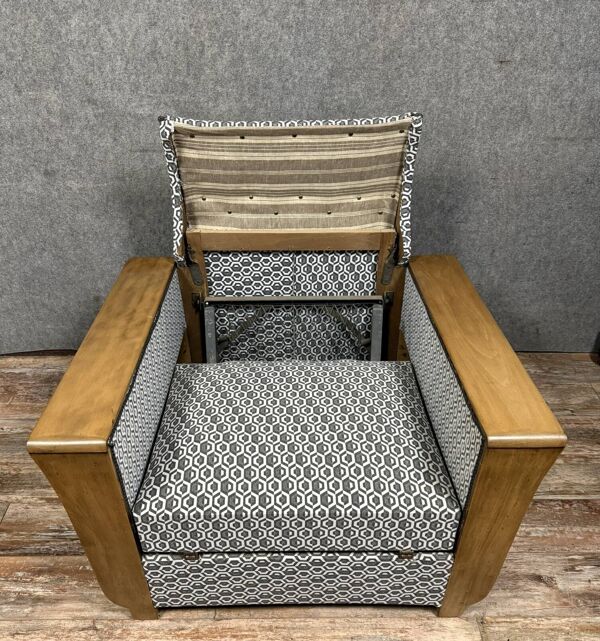 fauteuil tulipe convertible en lit époque Art Déco en bois clair