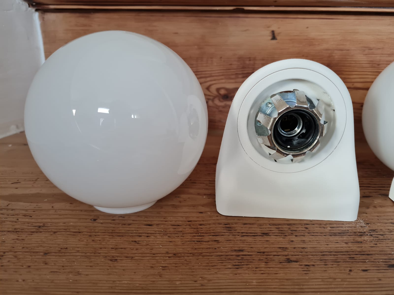 Pair of white opaline wall lamps