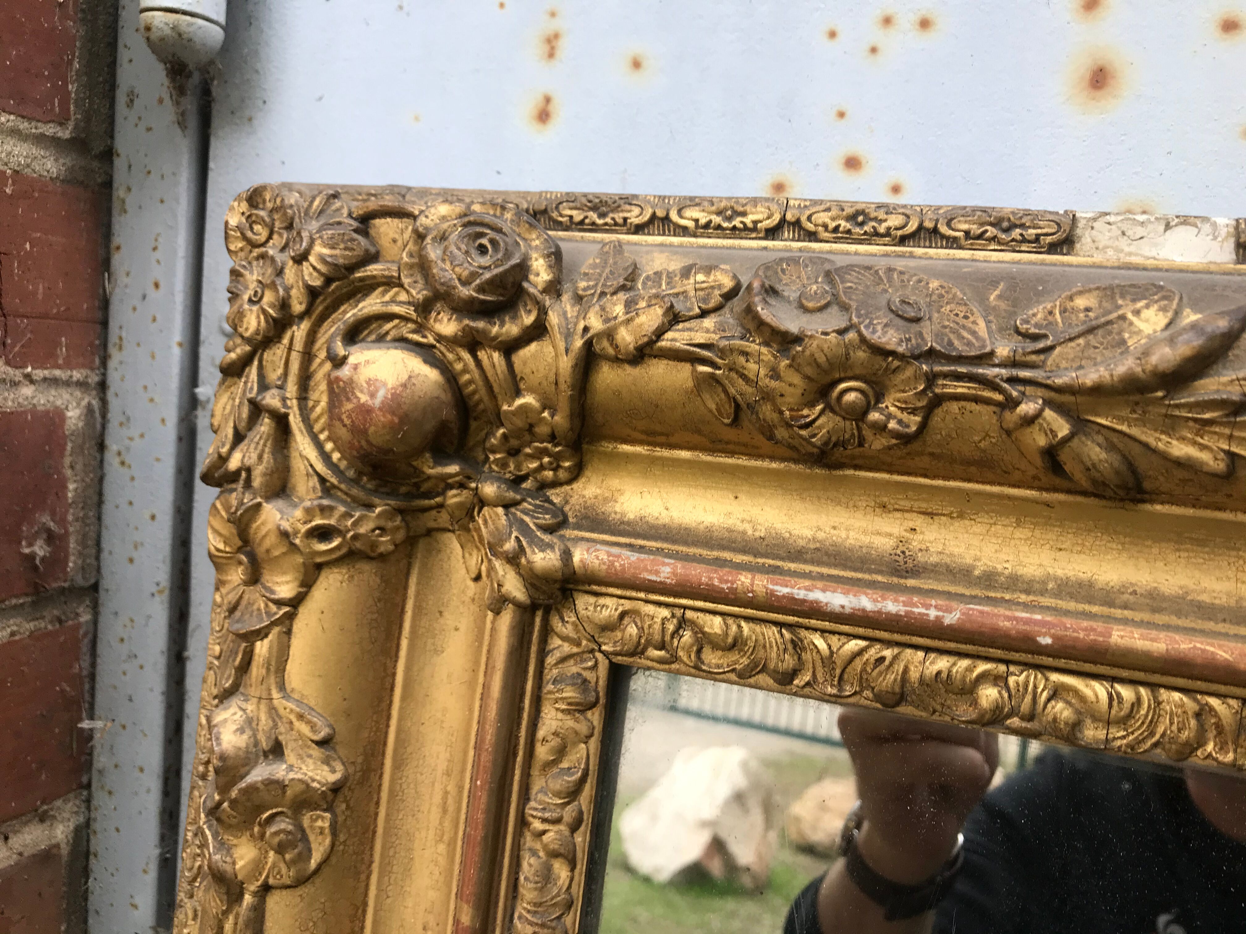 Golden Louis XV mirror with gold leaf - 140x103cm