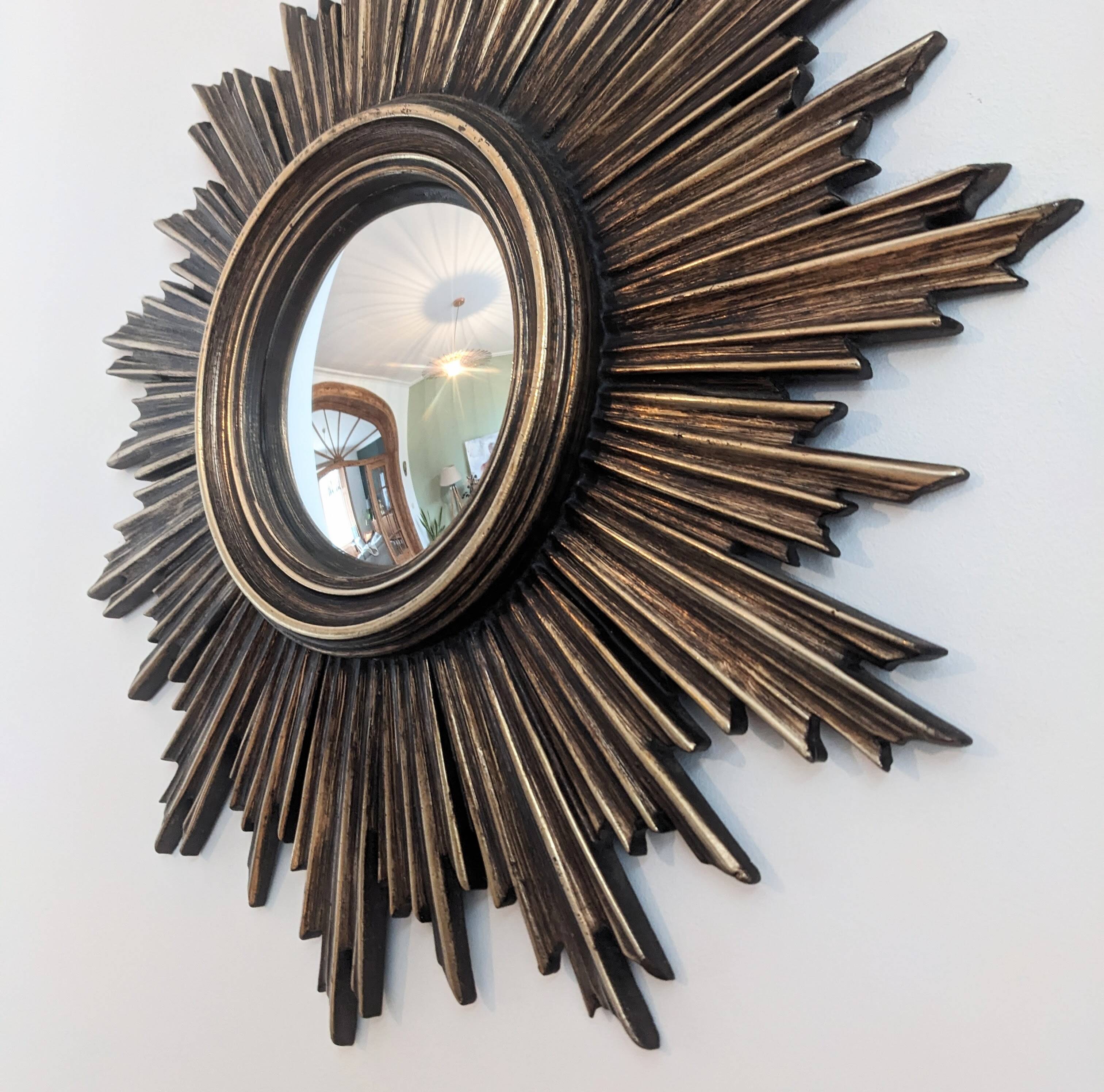 Mid-century convex sunburst mirror