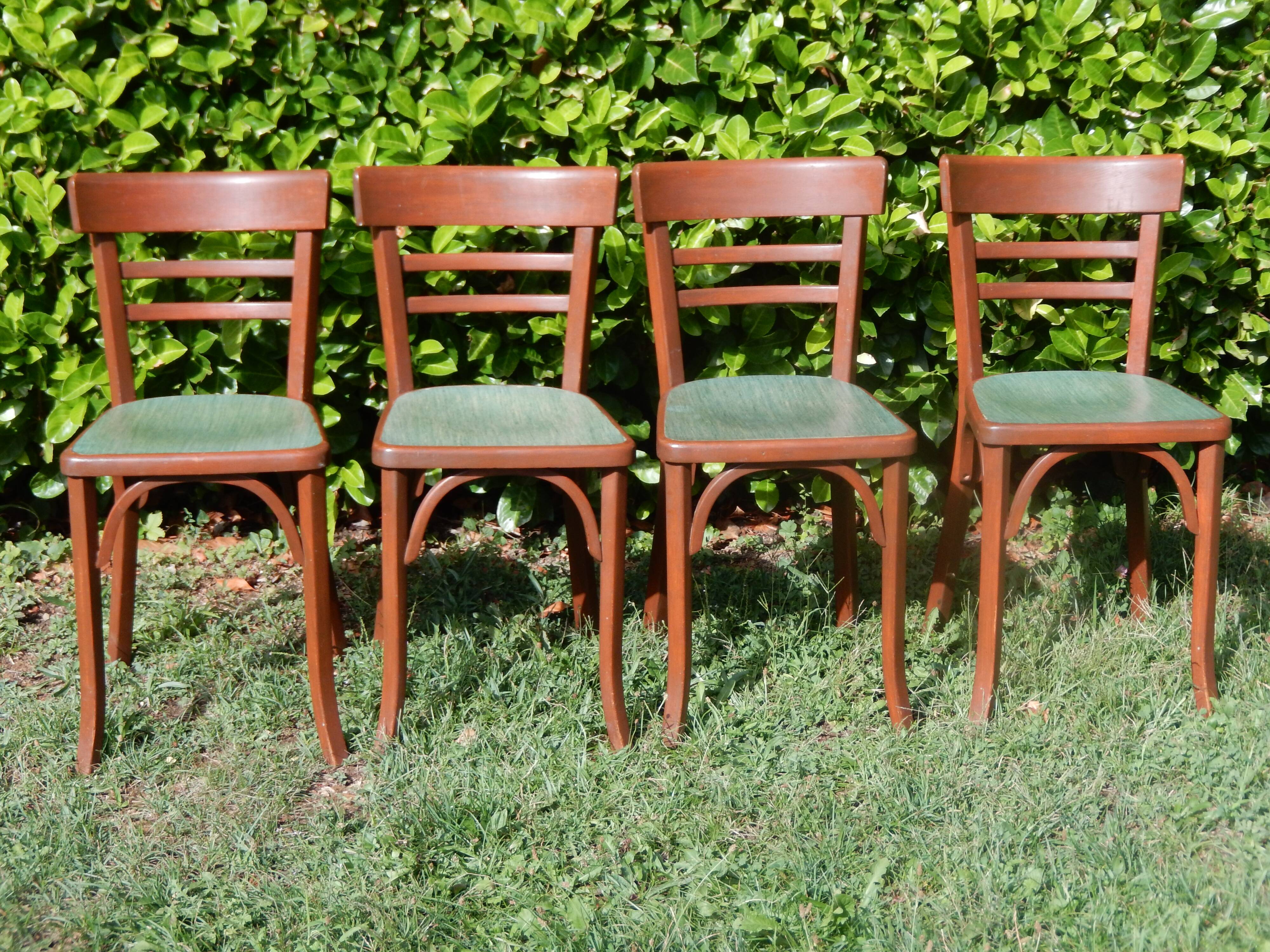 Set of 4 superb vintage Baumann bistro chairs.