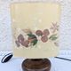 Vintage bedside lamp 60s 70s wooden base dried flower lampshade