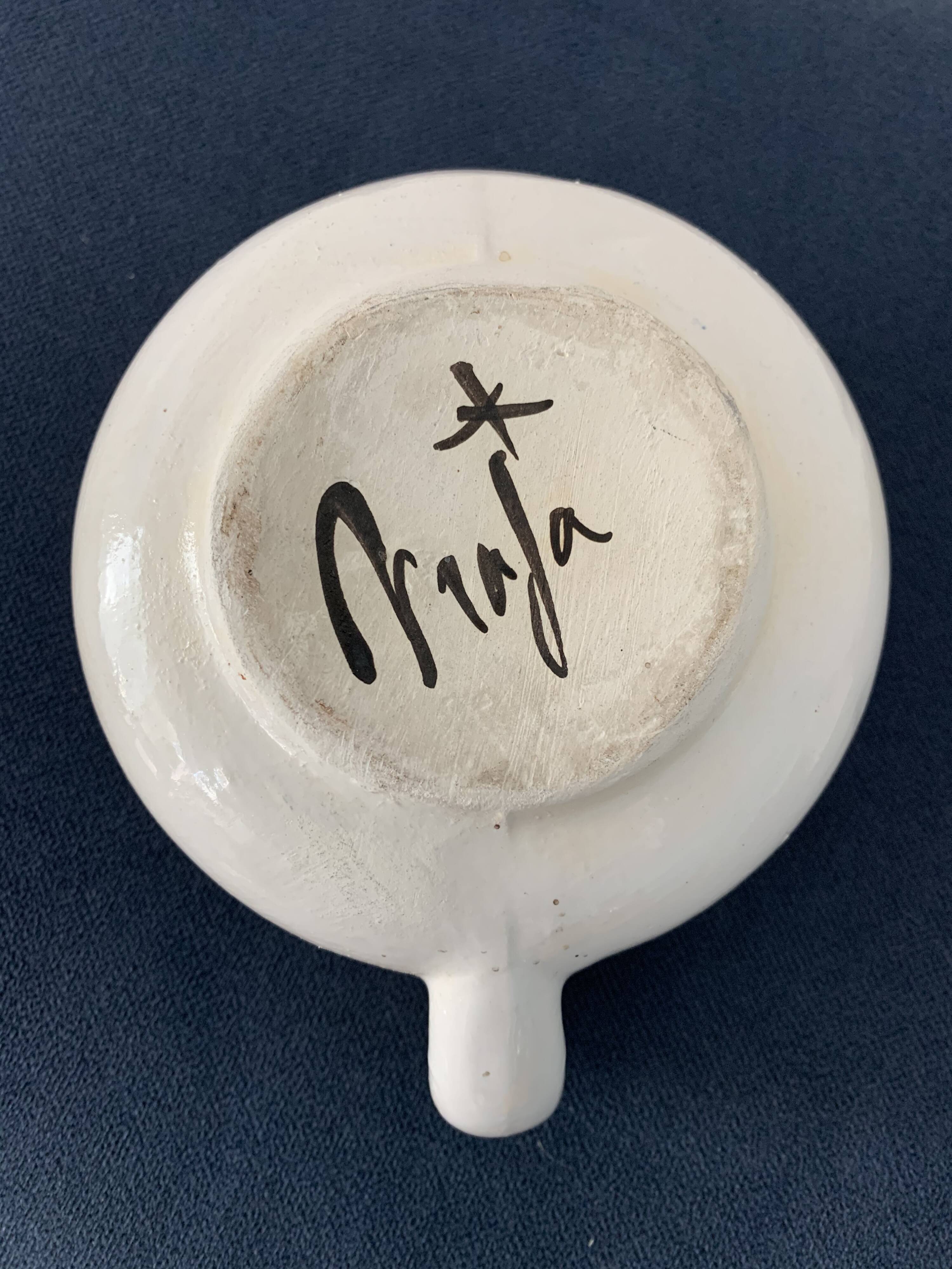 2 cups maja white and blue enamelled ceramic cups