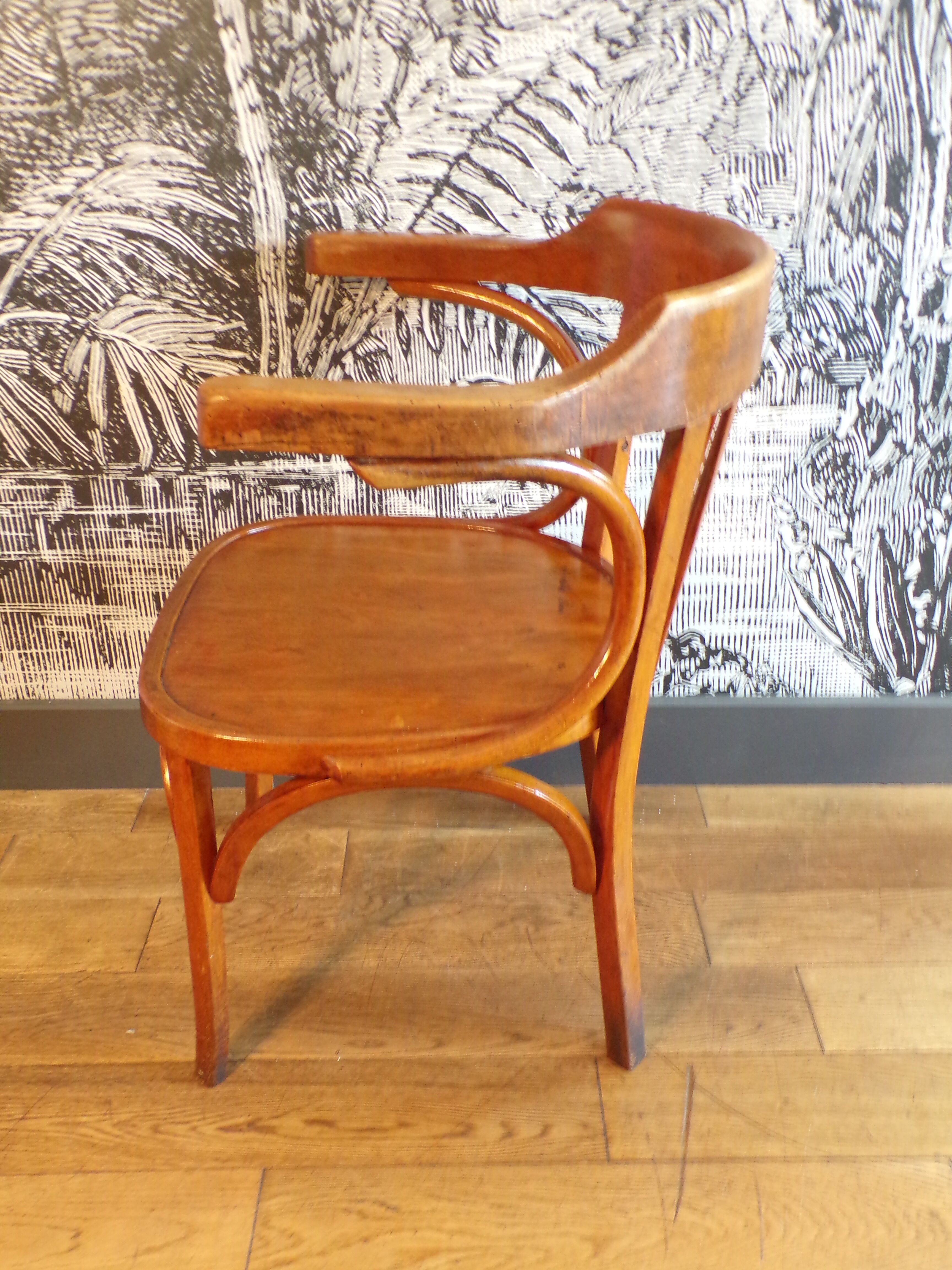 Baumann armchair old curved wood