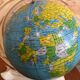 Old world map ms globe metal + bakelite base white vintage cream