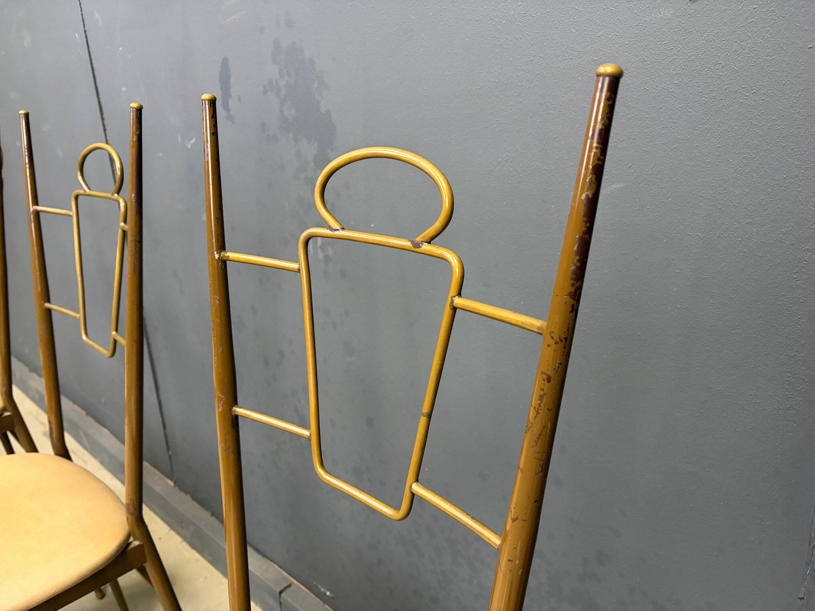 Mid-century Italian brass dining chairs, 1950s