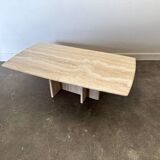 Vintage travertine marble coffee table, France 1980s