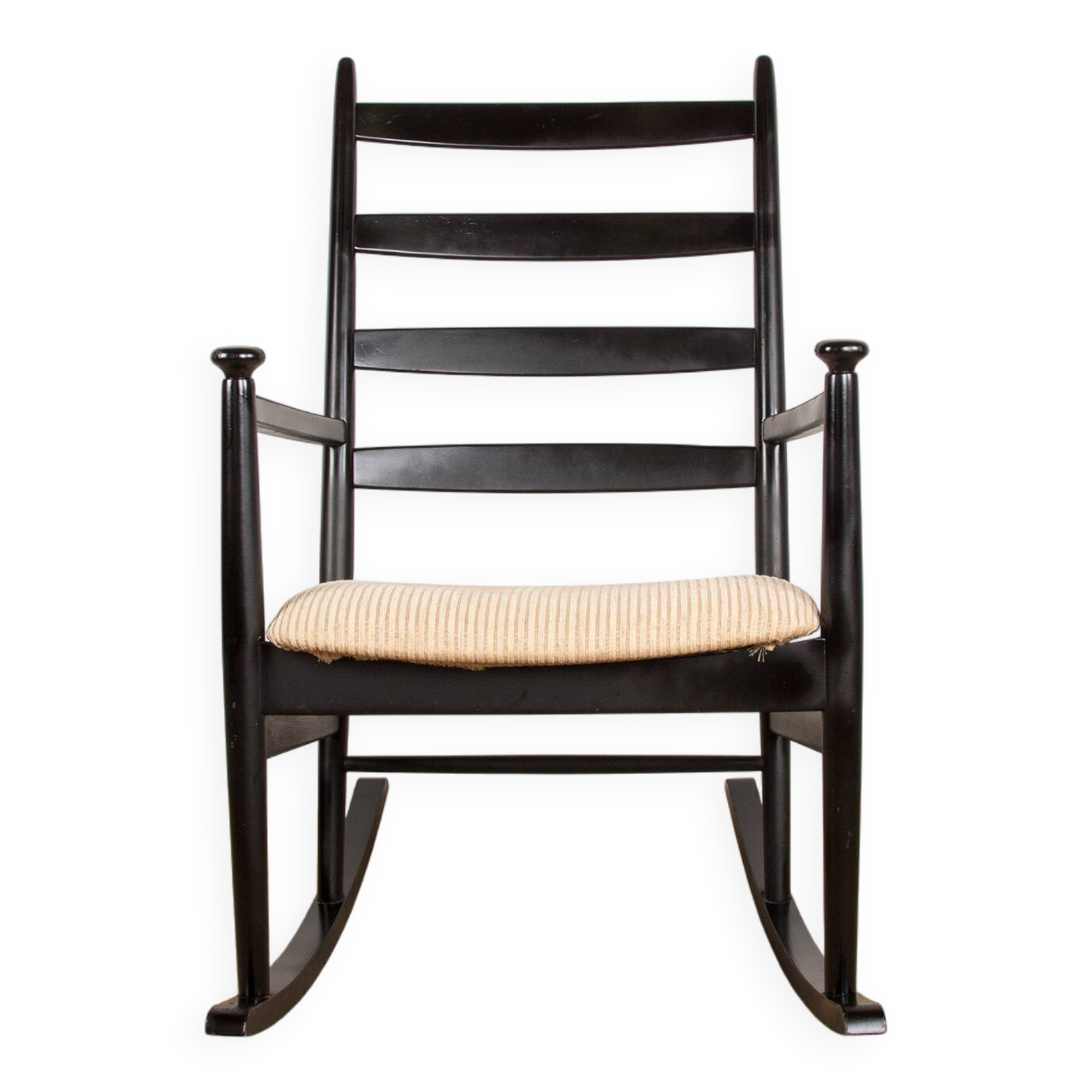 Danish Rocking Chair in lacquered wood and fabric model 218, Thomas Harlev 1960.