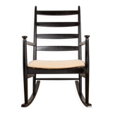 Danish Rocking Chair in lacquered wood and fabric model 218, Thomas Harlev 1960.