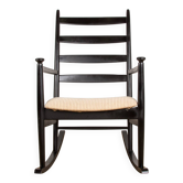 Danish Rocking Chair in lacquered wood and fabric model 218, Thomas Harlev 1960.