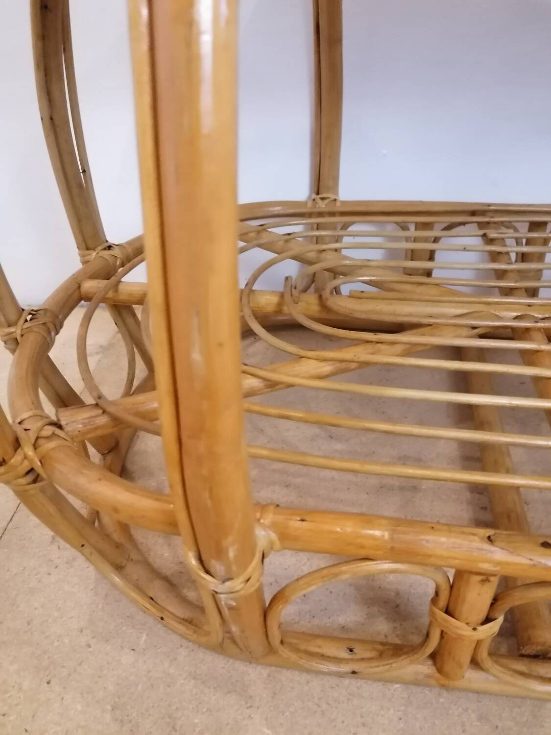 Vintage rattan and wicker coffee table