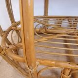 Table basse vintage en rotin et osier