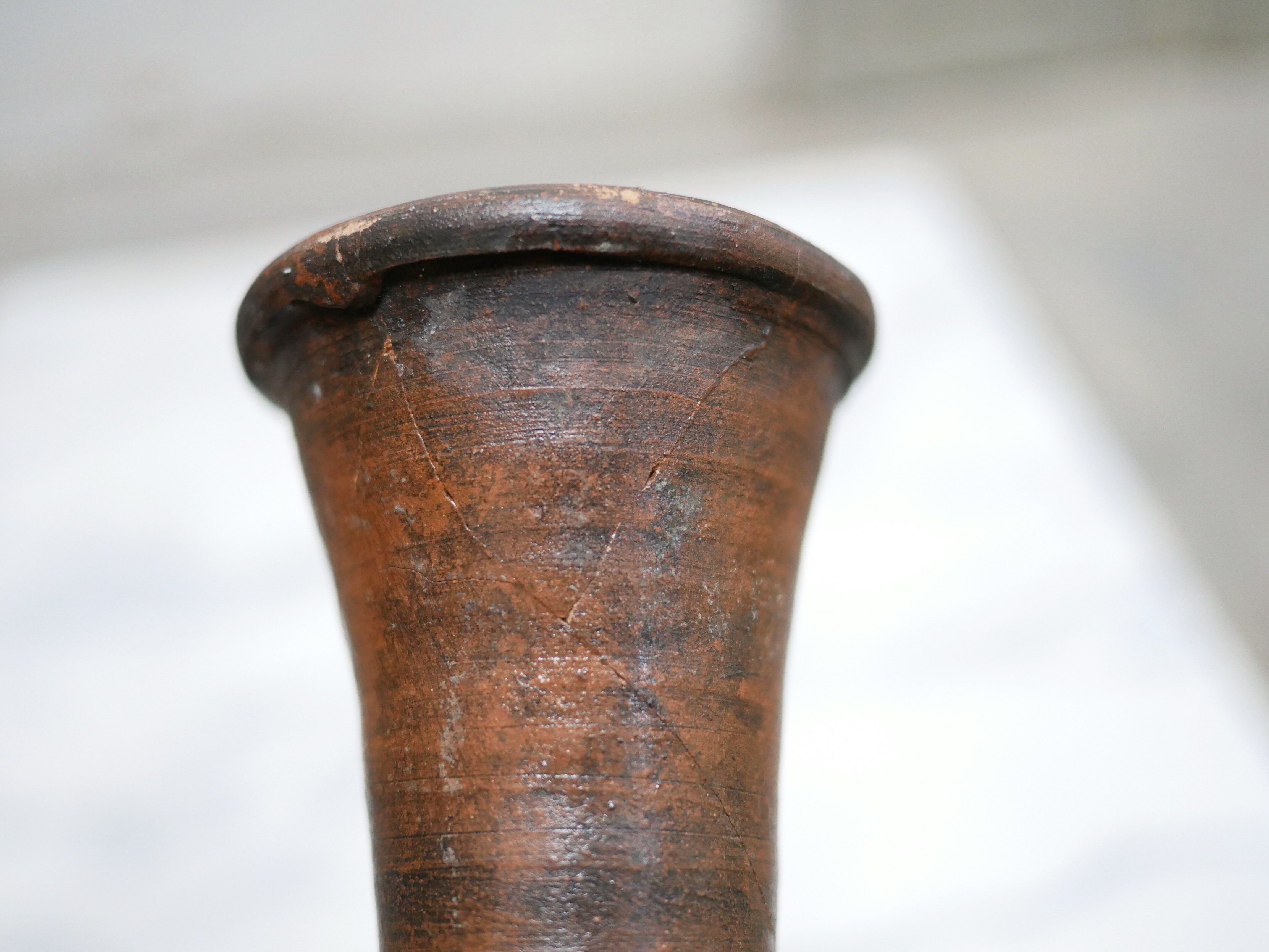 Vintage glazed terracotta jar