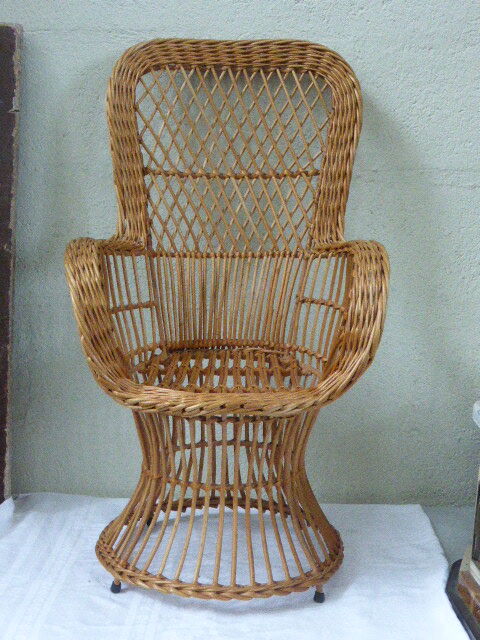 Emmanuelle armchair for child rattan and wicker vintage 1960
