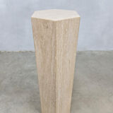 Vintage Italian Travertine Column 'Hexagon'