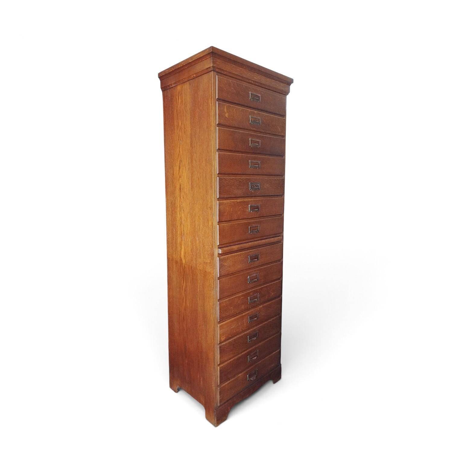 Danish Oak Archive Cabinet with Pull-Out Shelf, ca. 1925–1950