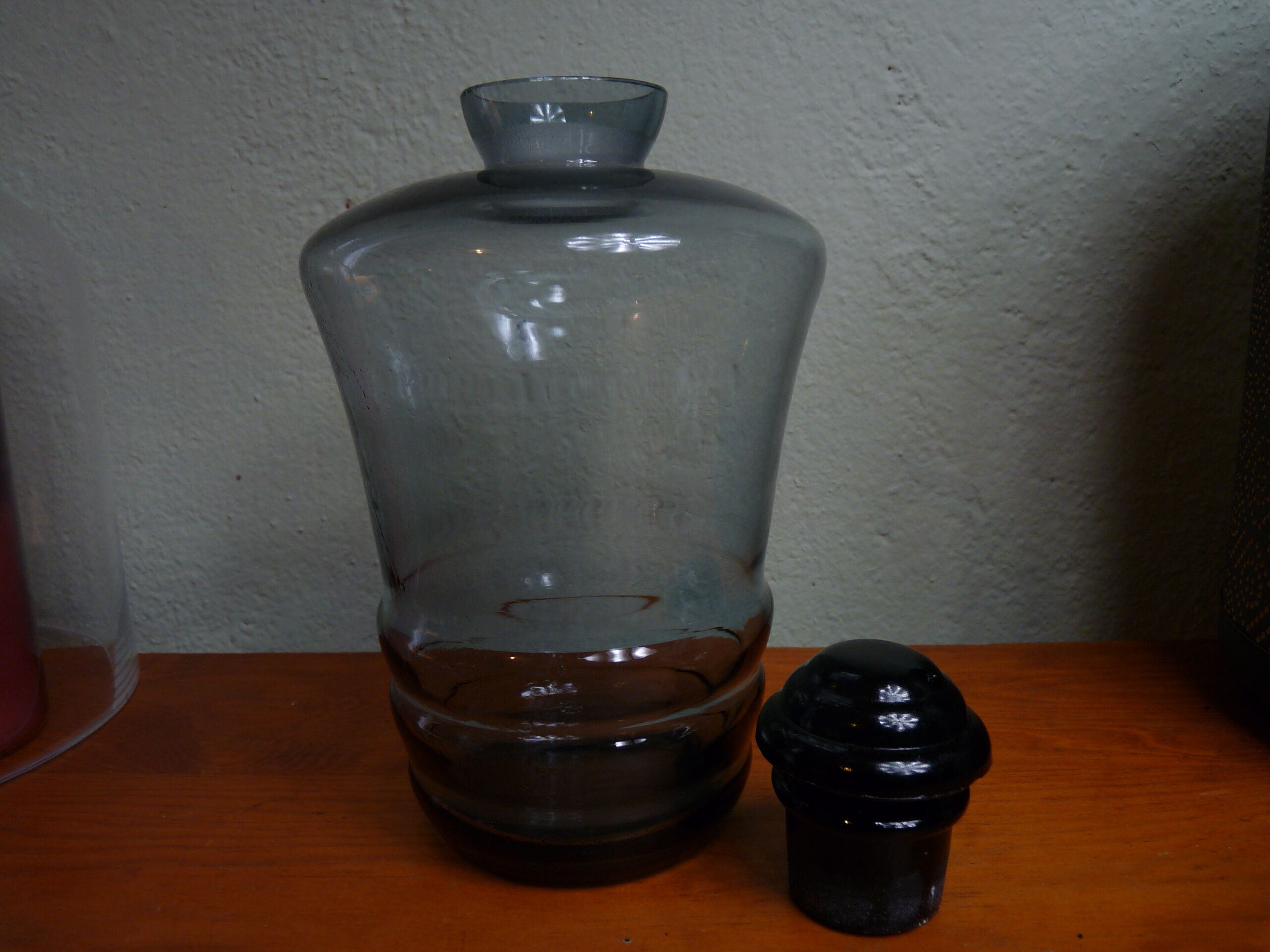 Old blue glass carafe