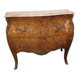 Louis XV style curved chest of drawers in marquetry