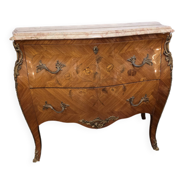 Commode galbée style Louis XV en marqueterie