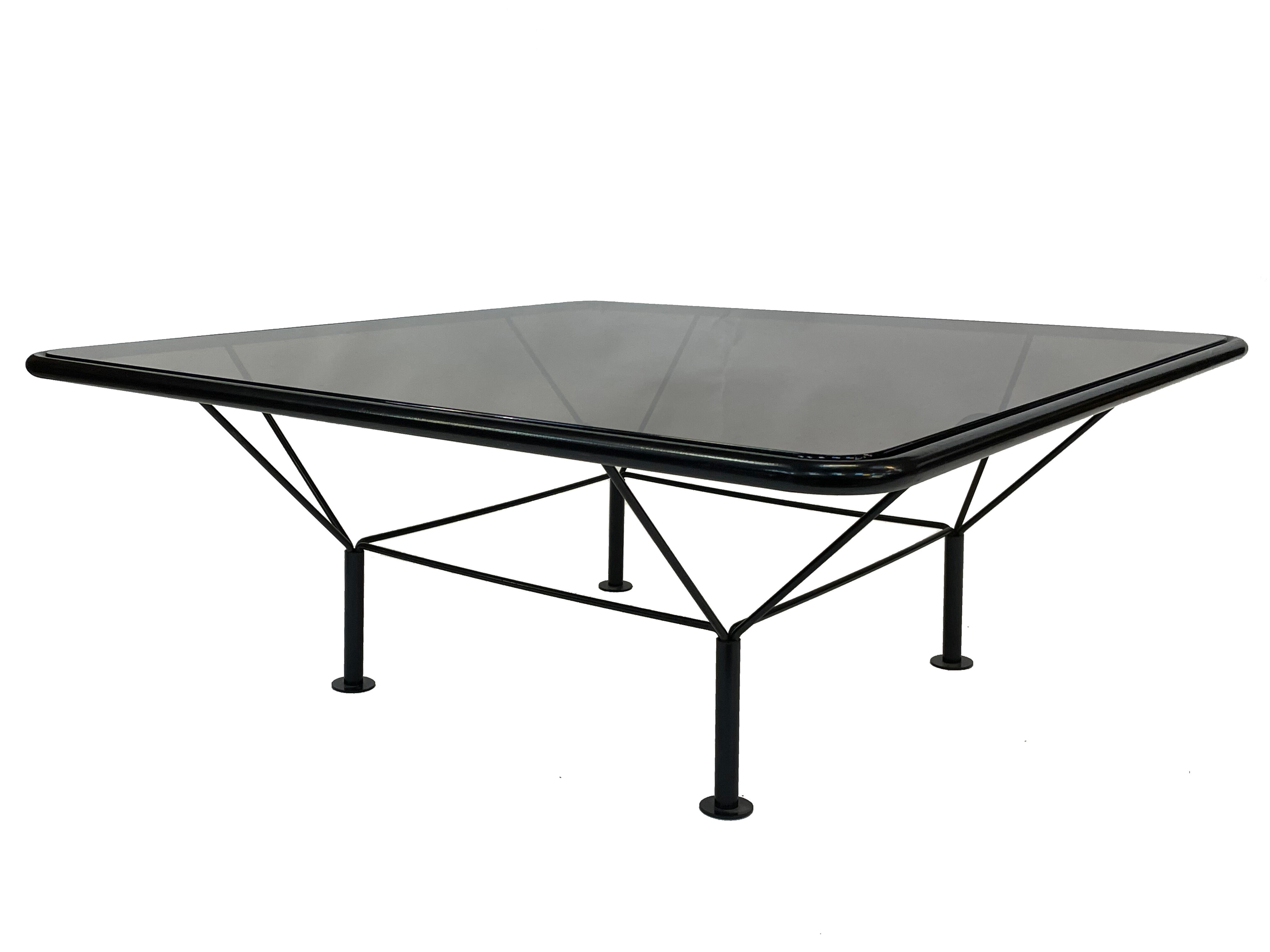 80s metal coffee table and minimalist design glass