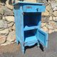 Old bedside table with 1 drawer and 1 door painted in lavender blue