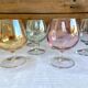 6 vintage glasses of iridescent colors