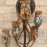 2 murano millefiori glass wall lights 40x25 1970 to 80s